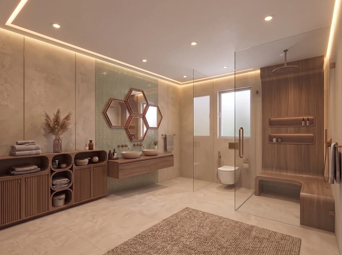 RelWood timber cladding in a bathroom