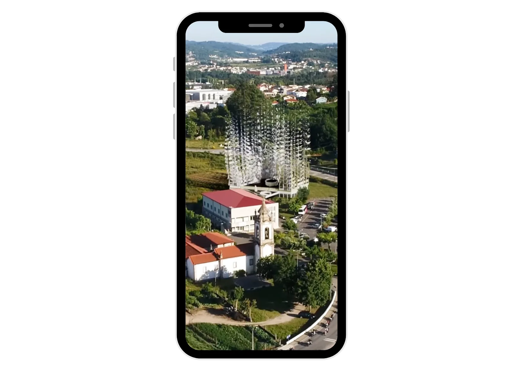 HorizonCGI 3D building tracked into drone footage