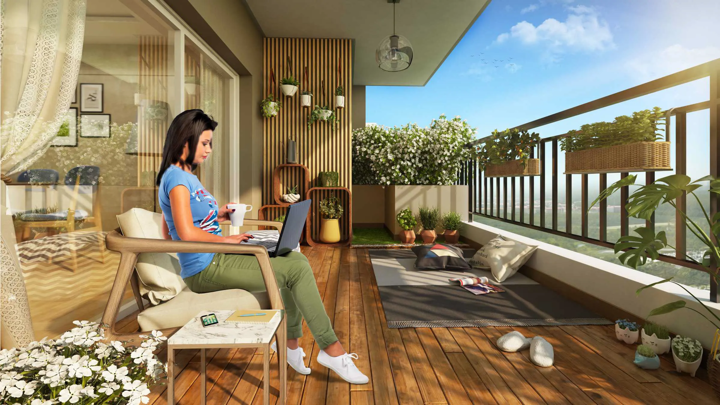 Balcony garden, exterior render by 360 Space