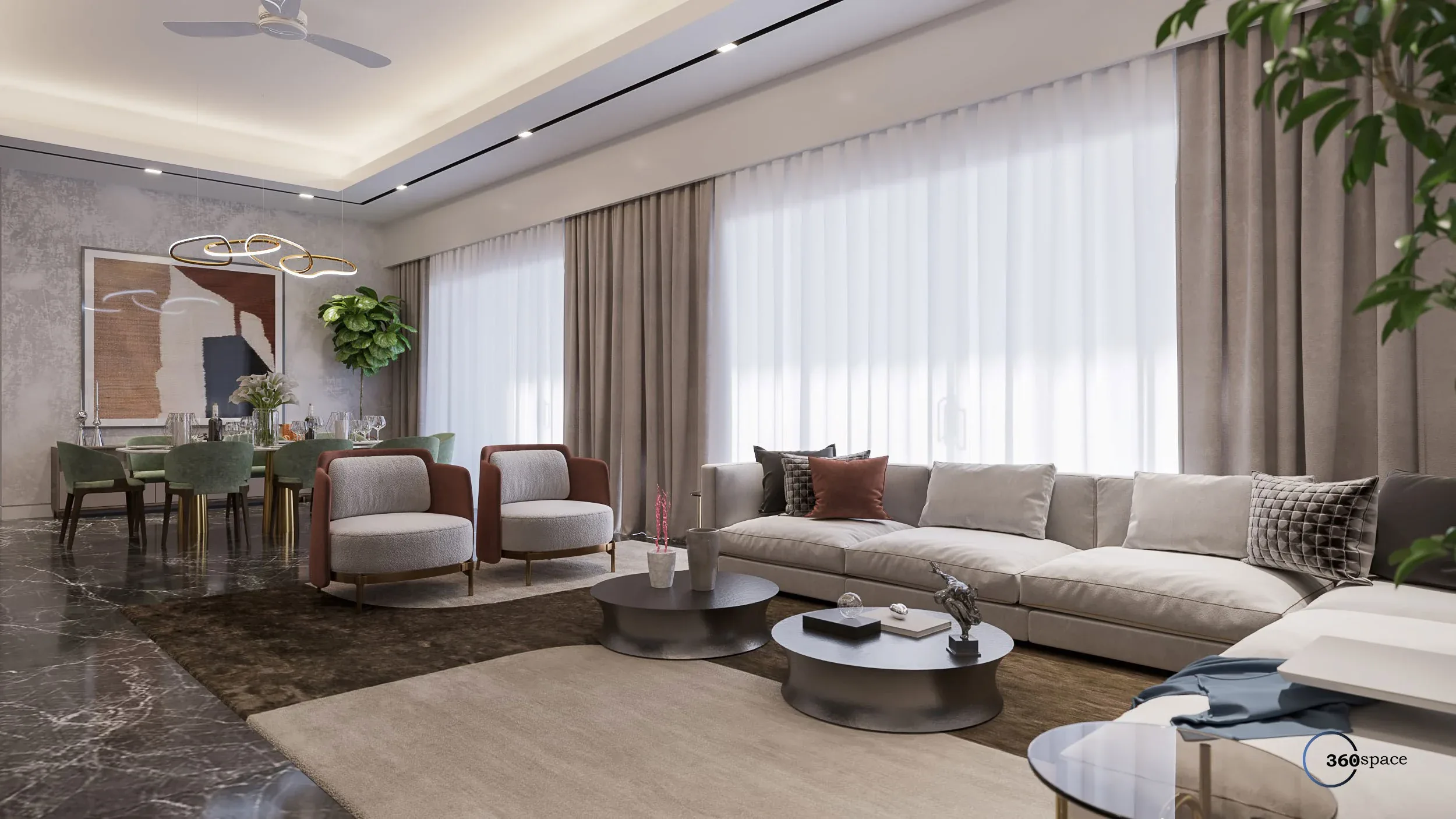 Living room, interior render by 360 Space