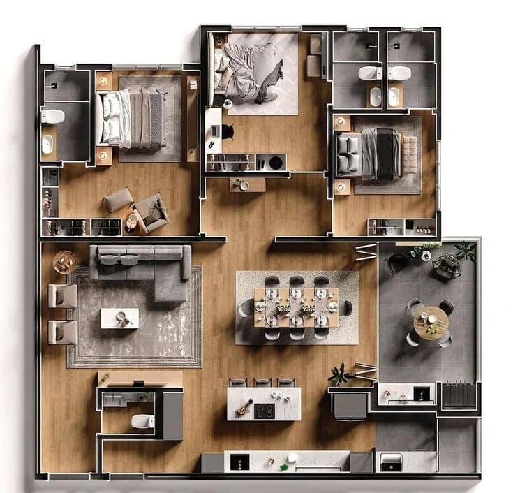 3d floor plan rendering services, by 360 Space
