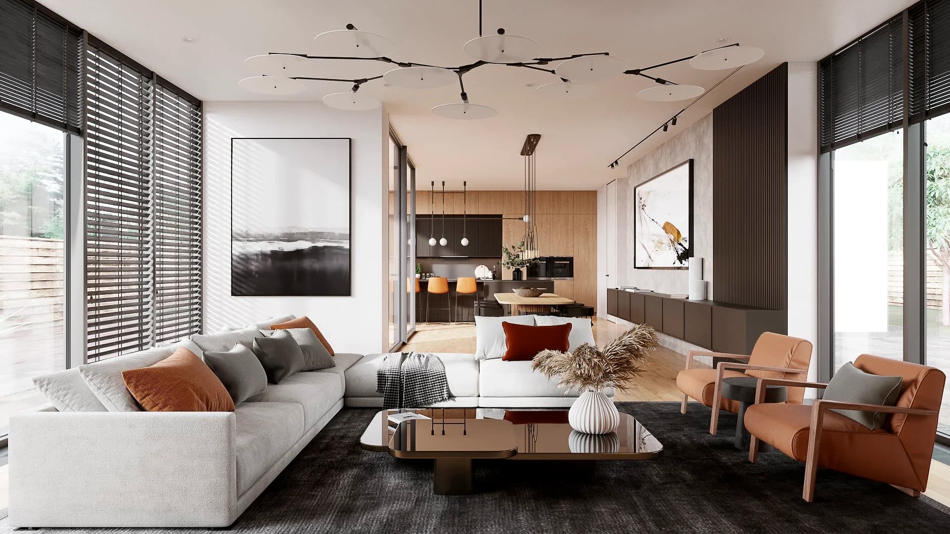 3D interior visualization studio hero render