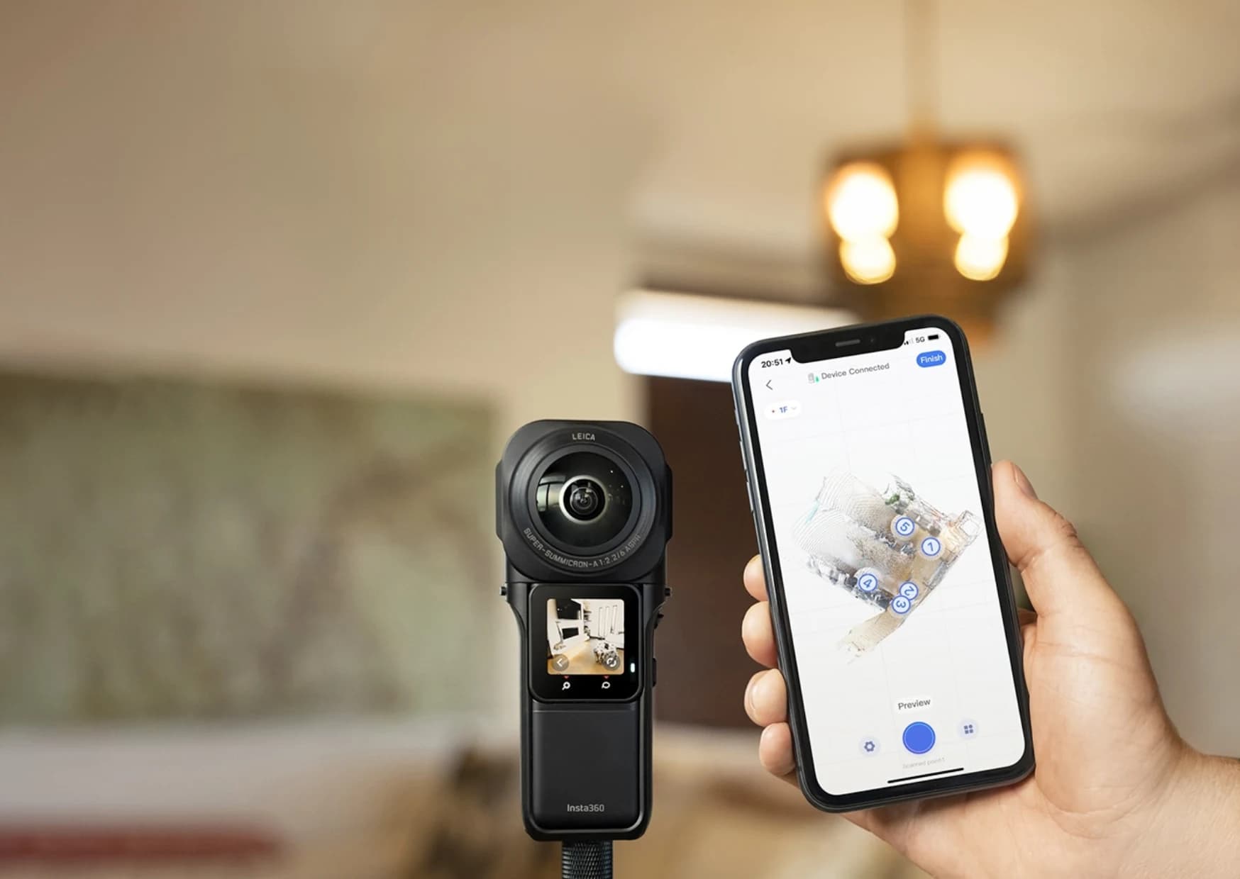 A 360° camera scanning a ready property