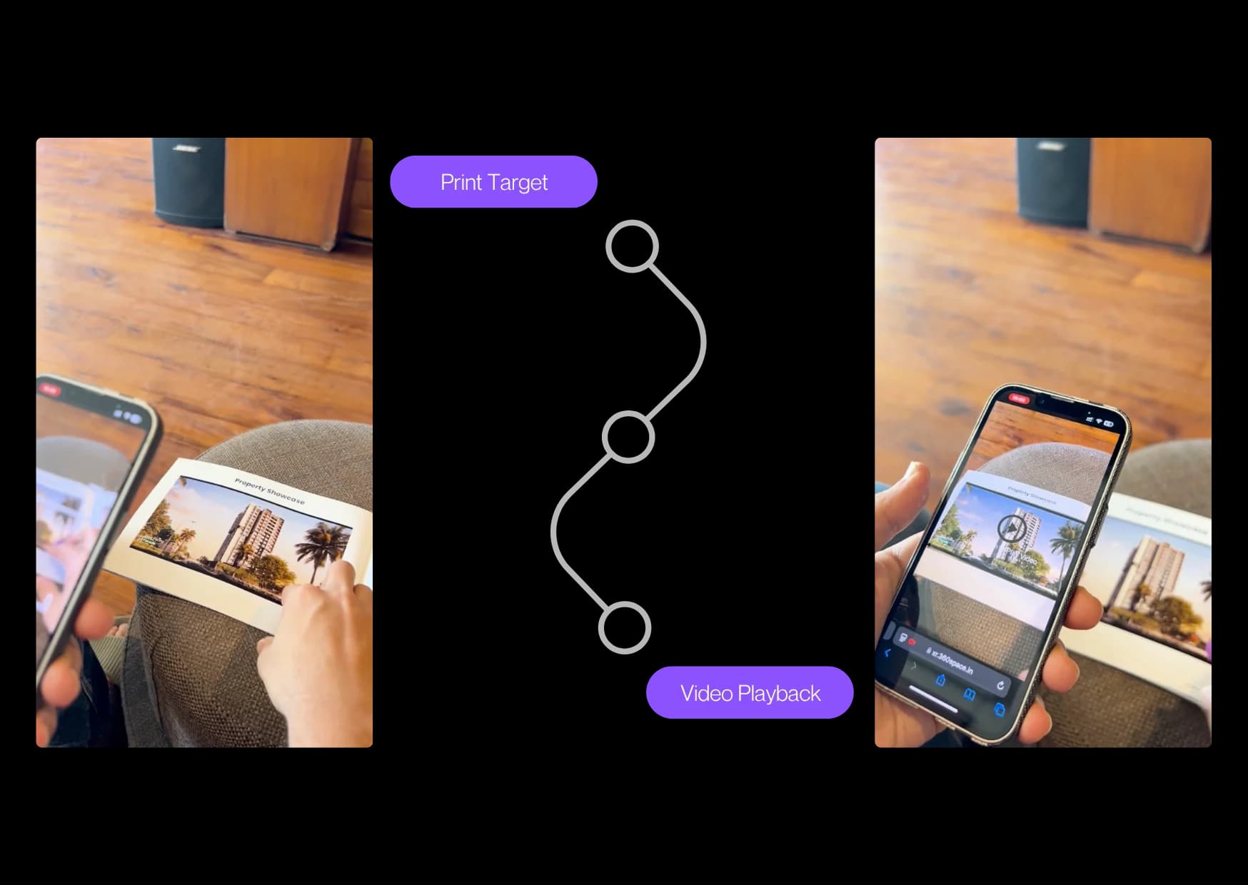 SnapAR video playing over a printed brochure